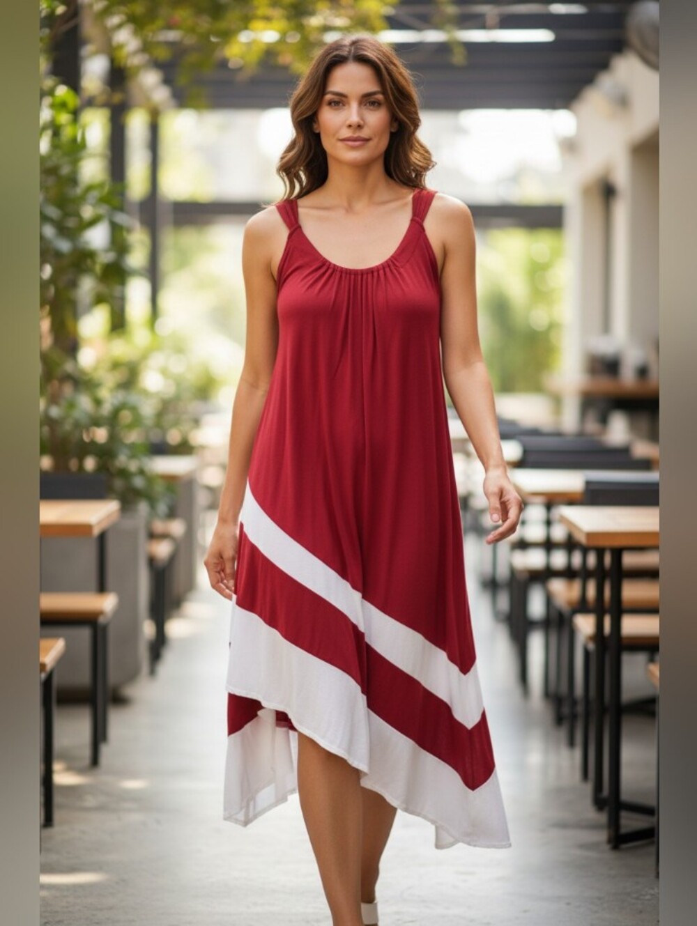 Roll Tide Roll!! Ronnie Salloway Women's Red White Colorblock Tank Dress Large